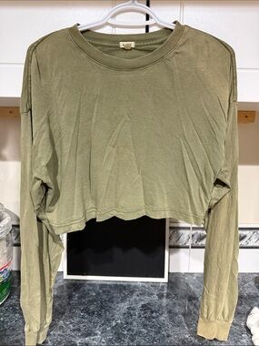 Garage small Cropped Long-Sleeve Tee - Olive Green